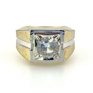 Vintage ESPO Two Tone Gold Filled Sapphire Men's Ring Size 11.5 Signet